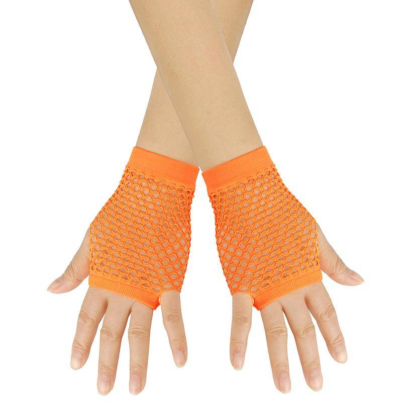 1 paar Frauen Kurze Fishnet Net Handschuhe Fingerlose Mesh Handschuhe Punk orange von Joom DACH