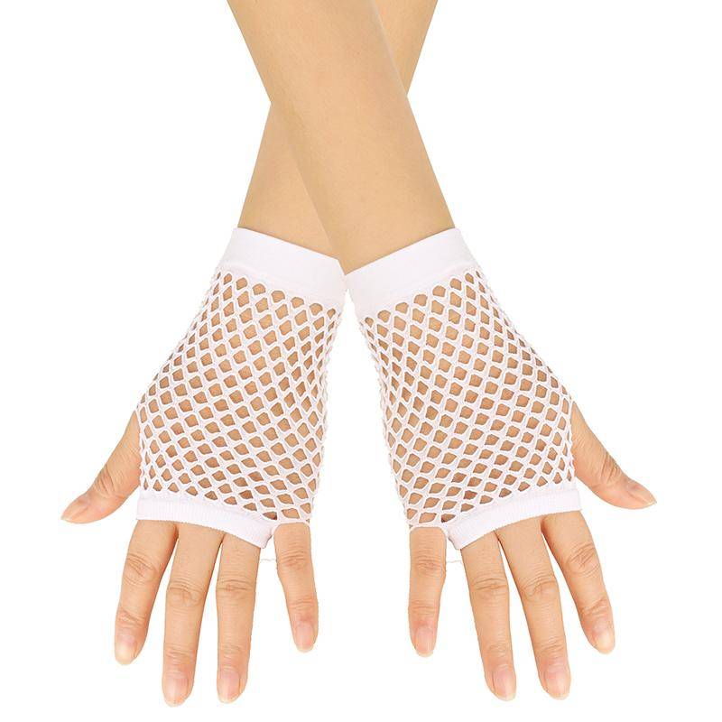 1 paar Frauen Kurze Fishnet Net Handschuhe Fingerlose Mesh Handschuhe Punk weiß von Joom DACH