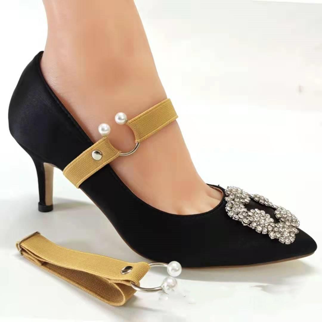 1 paar Hohe Elastische Schuh Riemen Halten Lose High Heels Schuhe Band Anti-lose für Mädchen Frauen Schuhe Gürtel einfarbig Schnürsenkel von Joom DACH