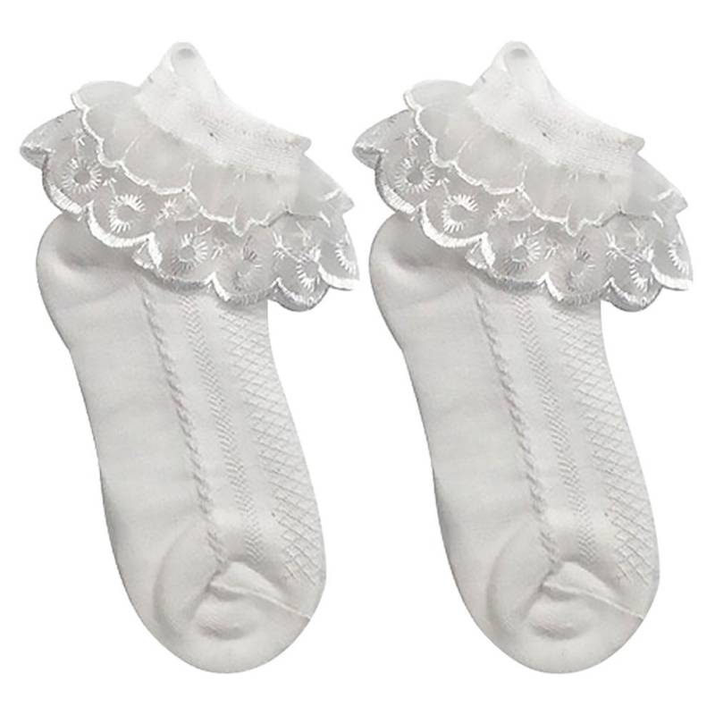 1 paar Kinder Baby Mädchen Prinzessin Party Bühne Einfarbig Spitze Elastische Ankle Socken Kreative Socsk M weiß von Joom DACH