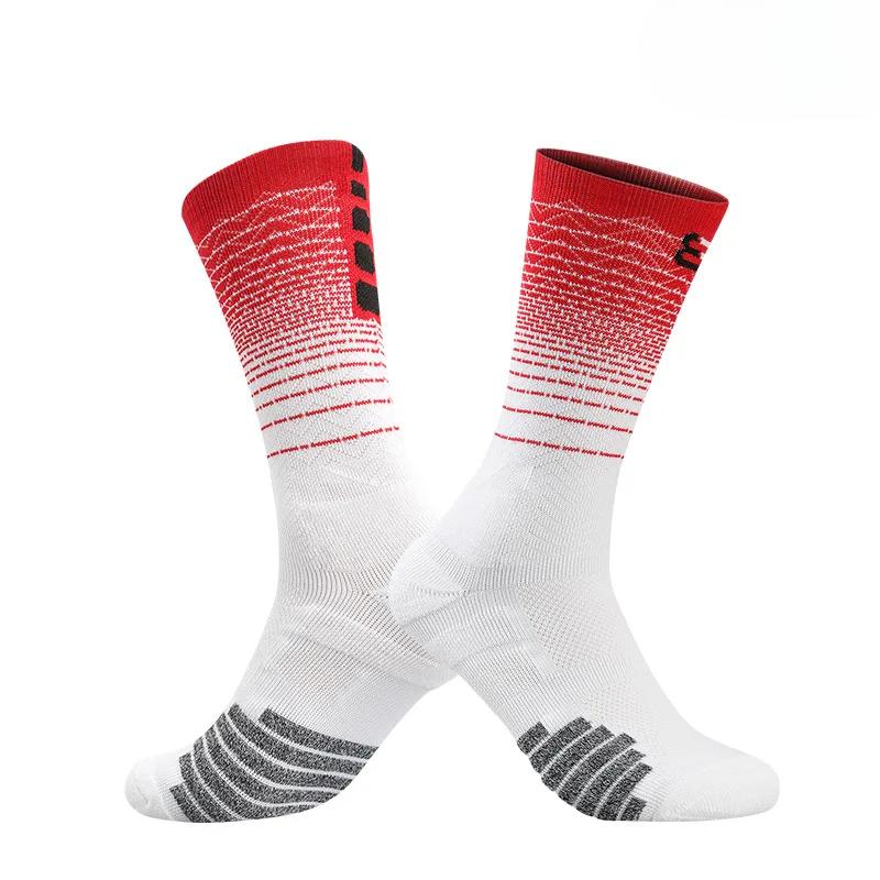 1 paar Männer Hohe Qualität Outdoor Sport Socken Atmungsaktive Lauf Radfahren Basketball Rennrad Socken rot/weiß von Joom DACH