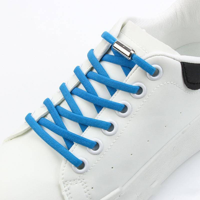1 paar Neue Schnürsenkel Ohne Krawatten Für Kinder Erwachsene Schnell Faul Schnürsenkel Frauen Männer Metall Lock Elastische Schnürsenkel Turnschuhe schuh Saiten hellblaue von Joom DACH