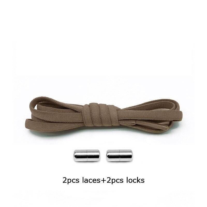 1 paar Neue Schnürsenkel Ohne Krawatten Für Kinder Erwachsene Schnell Faul Schnürsenkel Frauen Männer Metall Lock Elastische Schnürsenkel Turnschuhe schuh Saiten braun von Joom DACH
