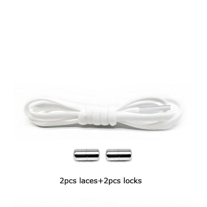 1 paar Neue Schnürsenkel Ohne Krawatten Für Kinder Erwachsene Schnell Faul Schnürsenkel Frauen Männer Metall Lock Elastische Schnürsenkel Turnschuhe schuh Saiten weiß von Joom DACH