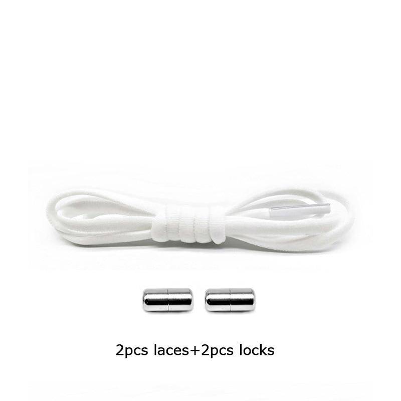 1 paar Neue Schnürsenkel Ohne Krawatten Für Kinder Erwachsene Schnell Faul Schnürsenkel Frauen Männer Metall Lock Elastische Schnürsenkel Turnschuhe schuh Saiten weiß von Joom DACH