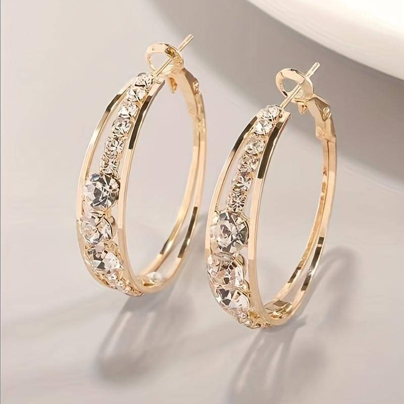 1 paar Ohrringe Exquisite Explosiven Stil Wind Strass männer Und frauen Ohrringe Große Kreis Ohrringe Ohr Schmuck gold von Joom DACH
