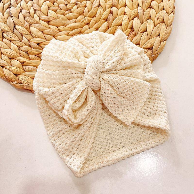1 stück Große Waffel Gestrickte Bögen Turban Baby Kleinkind Babes Kopf Wraps Mädchen Jungen Beanies Caps Infant Haar Zubehör Kinder Headwear beige von Joom DACH