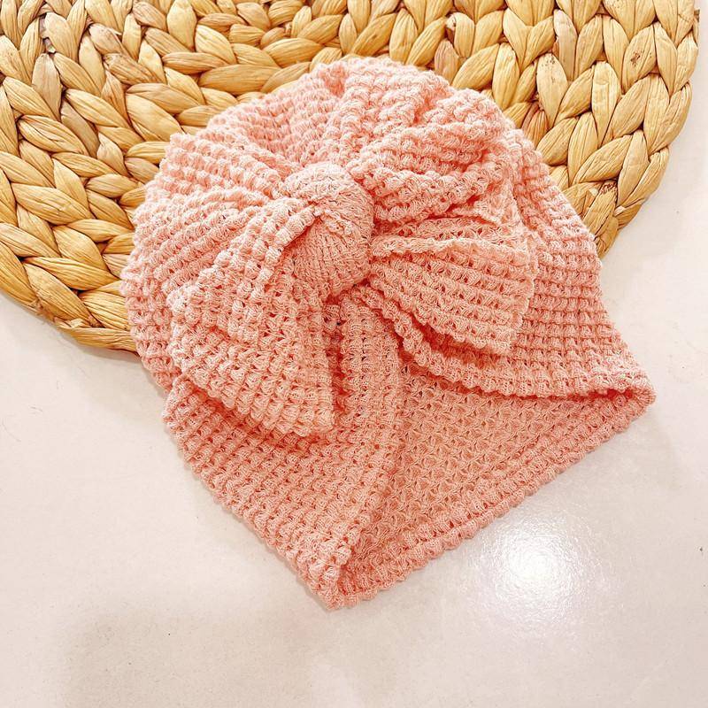 1 stück Große Waffel Gestrickte Bögen Turban Baby Kleinkind Babes Kopf Wraps Mädchen Jungen Beanies Caps Infant Haar Zubehör Kinder Headwear rosa von Joom DACH