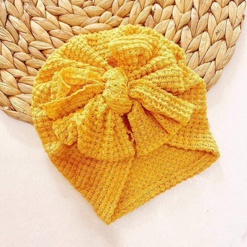 1 stück Große Waffel Gestrickte Bögen Turban Baby Kleinkind Babes Kopf Wraps Mädchen Jungen Beanies Caps Infant Haar Zubehör Kinder Headwear gold von Joom DACH