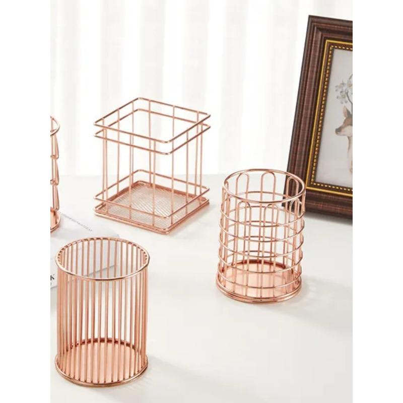 1 stück Rose Gold Hause Schreibtisch Schreibwaren Dekor Stift Bleistift Topf Halter Container Organizer Make-Up Pinsel Lagerung Schreibtisch Schreibtisch Zubehör gold von Joom DACH