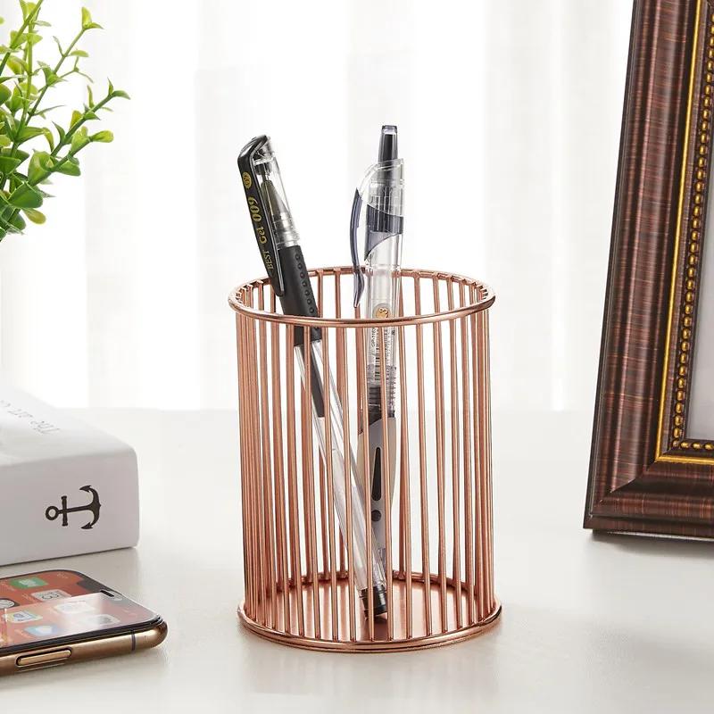 1 stück Rose Gold Hause Schreibtisch Schreibwaren Dekor Stift Bleistift Topf Halter Container Organizer Make-Up Pinsel Lagerung Schreibtisch Schreibtisch Zubehör gold von Joom DACH