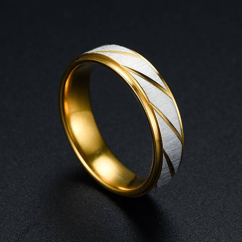 1 stücke Neue Gold Farbe Ring Edelstahl Paar Ring Mode Charge Gestreiften Ring Schmuck men-9 von Joom DACH