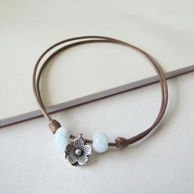 1 stücke Neue Mode Einstellbar Einfache Keramik Armbänder Fußkettchen Weibliche Original Hand-Woven Mode Fußkettchen Blatt Keramik Schmuck 41 # von Joom DACH