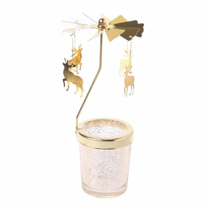 1 stücke Silber Gold Leuchter Rotierenden Romantische Rotation Karussell Teelicht Kerzenhalter Abendessen Hochzeit Bar Party 11 von Joom DACH