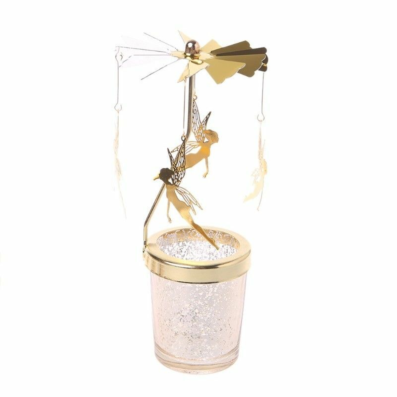 1 stücke Silber Gold Leuchter Rotierenden Romantische Rotation Karussell Teelicht Kerzenhalter Abendessen Hochzeit Bar Party 9 von Joom DACH