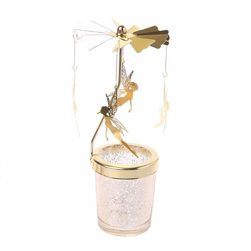 1 stücke Silber Gold Leuchter Rotierenden Romantische Rotation Karussell Teelicht Kerzenhalter Abendessen Hochzeit Bar Party 9 von Joom DACH