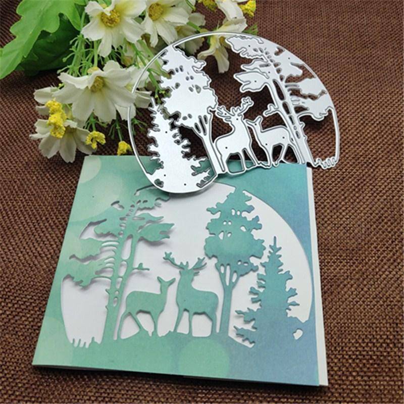 1 stücke Weihnachtsbaum Stanzformen Schablonen Tier Hirsch Rahmen Metall Stanzformen Schablonen Für DIY Scrapbooking Album Papier Karte silber von Joom DACH