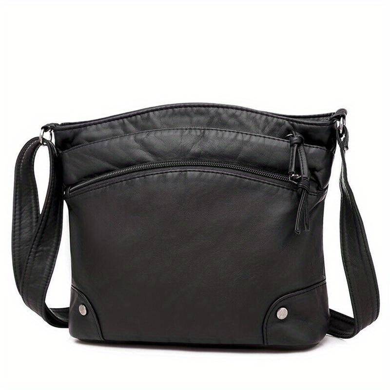1 x Damen-Handtasche, Tragetasche – mittelgroße Umhängetasche aus weichem Leder – für Frauen – geeignet für den täglichen Gebrauch, zum Einkaufen, für Verabredungen schwarz von Joom DACH