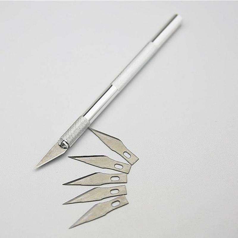 1 x Messer + 6 x Klingen, rutschfestes Metall-Skalpellmesser, Werkzeug-Set, Cutter, Gravur, Bastelmesser von Joom DACH