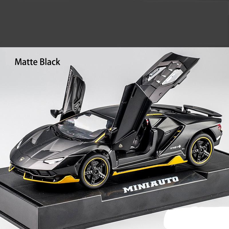 1:32 Lamborghini LP770 Automodell-Spielzeug, mit Ton und Licht, zurückziehbares Auto, Zinklegierung, Spielzeug für Kinder, Jungen, Mädchen, Geschenk 15.4*6.7*4cm matte schwarze von Joom DACH