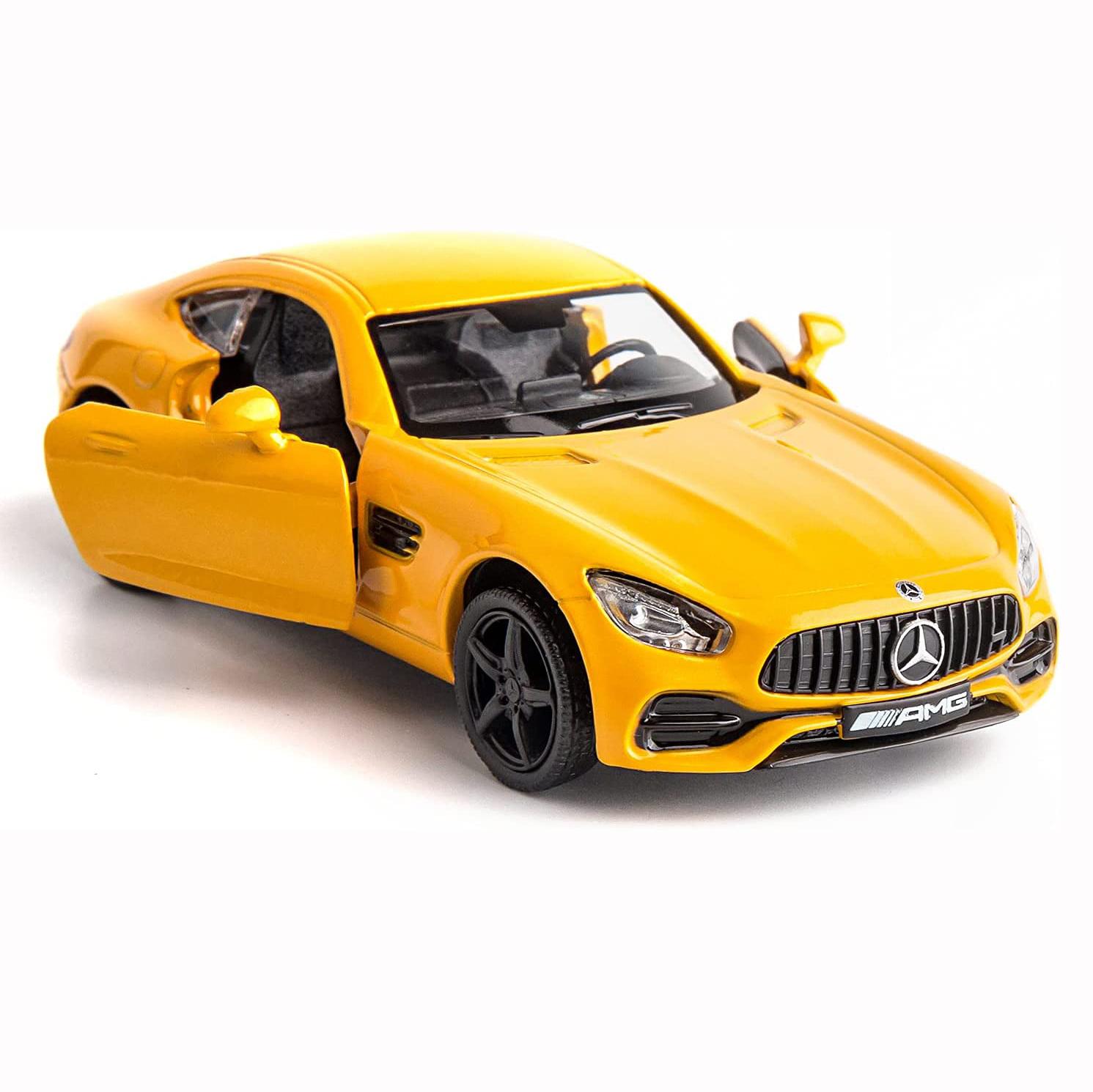 1:Automodell aus Druckgusslegierung im Maßstab 36, Benz AMG GTS-Automodell, Spielzeugauto, zurückziehbare Fahrzeuge, Spielzeugauto für Kleinkinder, Kinder, Jungen, Mädchen, Geschenk 1/36-12.5x5x3.5cm gelb von Joom DACH