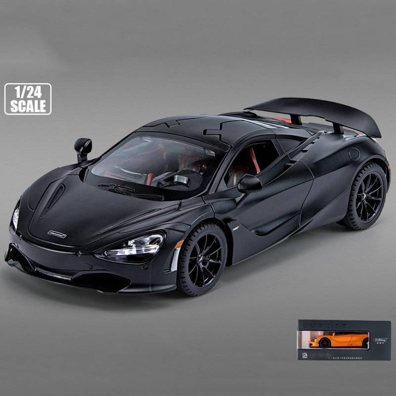 1:McLaren 720S Spielzeugmodellauto im Maßstab 24, Auto zum Zurückziehen aus Zinklegierung mit Ton und Licht und geöffneter Karosserietür, Spielzeugauto für Kinder, Jungen und Mädchen als Geschenk 1/24-20.5x8.7x5cm schwarz von Joom DACH