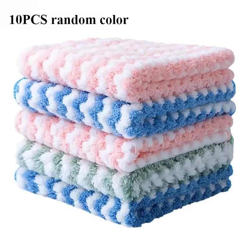 10/5/1Pcs Küche Reinigung Lappen Korallen Fleece Dish Waschen Tuch Super Saugfähigen Scheuer Pad Trockenen und Nassen Küche Reinigung Handtücher 10PCS von Joom DACH
