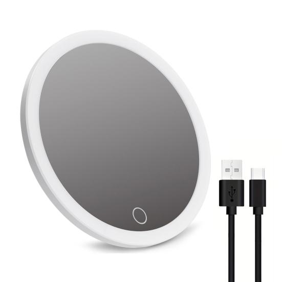 10-/20-/30-facher Vergrößerungsspiegel mit 3-farbigem LED-Licht, Saugnapf, dimmbar, über USB wiederaufladbar, tragbar, Hand-Make-up-Kosmetikspiegel für Männer und Frauen 20X von Joom DACH