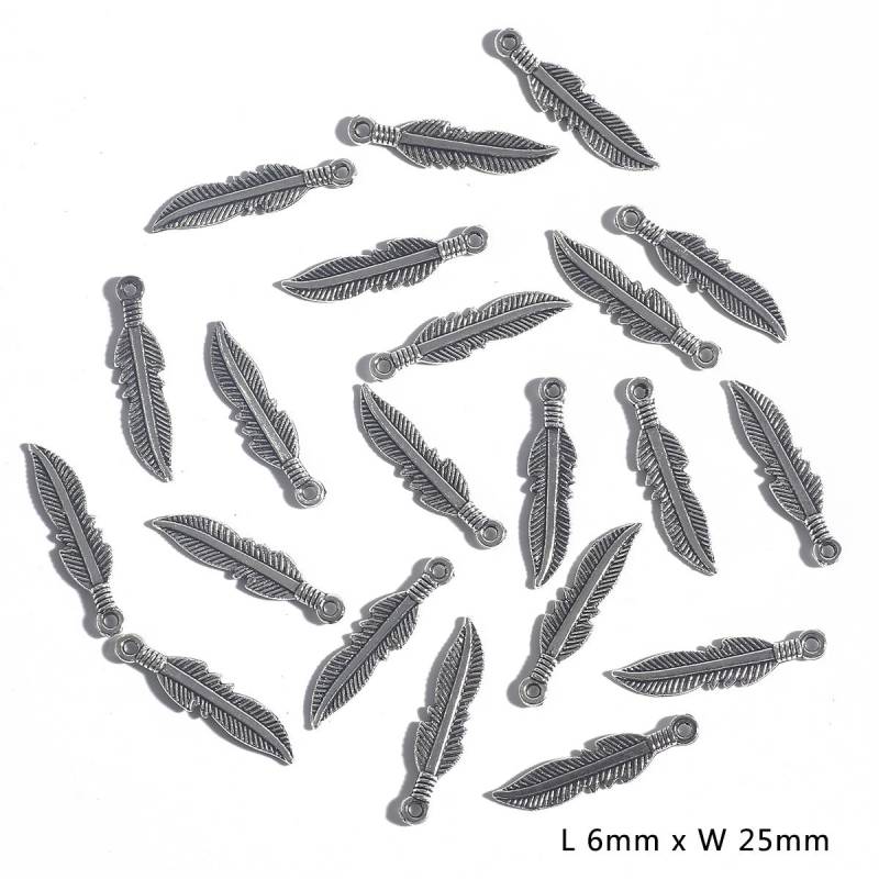 10–50 Stück, 10 Stile, Metall-Zink-Legierung, Blätter-Charms, passend für Schmuckanhänger, Charms 02 6×25mm 30pcs silber von Joom DACH