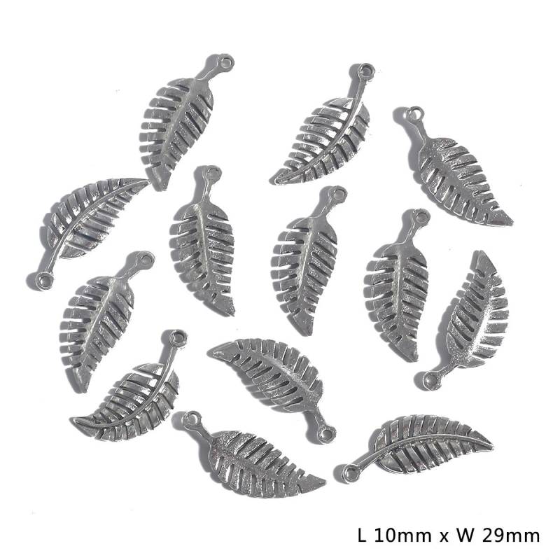 10–50 Stück, 10 Stile, Metall-Zink-Legierung, Blätter-Charms, passend für Schmuckanhänger, Charms 03 10×29mm 10pcs silber von Joom DACH