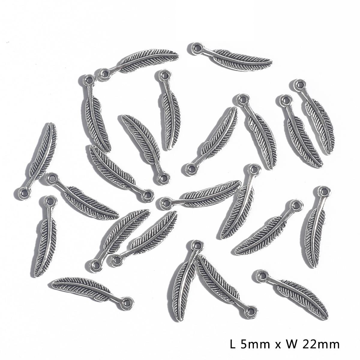 10–50 Stück, 10 Stile, Metall-Zink-Legierung, Blätter-Charms, passend für Schmuckanhänger, Charms 04 5×22mm 50pcs silber von Joom DACH