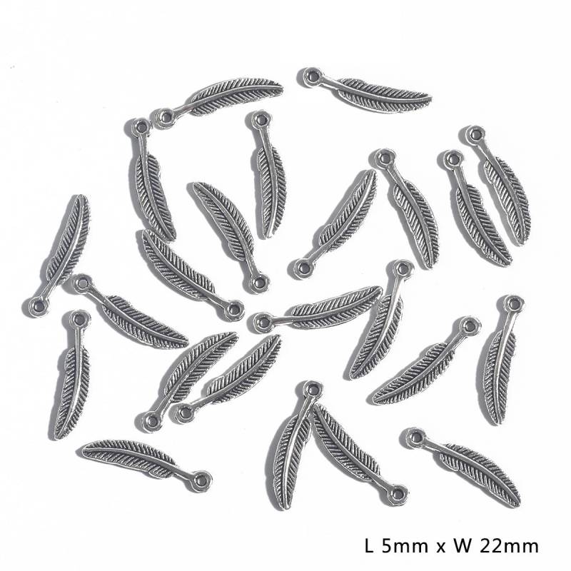 10–50 Stück, 10 Stile, Metall-Zink-Legierung, Blätter-Charms, passend für Schmuckanhänger, Charms 04 5×22mm 50pcs silber von Joom DACH