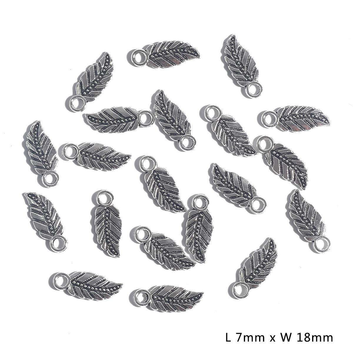 10–50 Stück, 10 Stile, Metall-Zink-Legierung, Blätter-Charms, passend für Schmuckanhänger, Charms 05 7×18mm 50pcs silber von Joom DACH