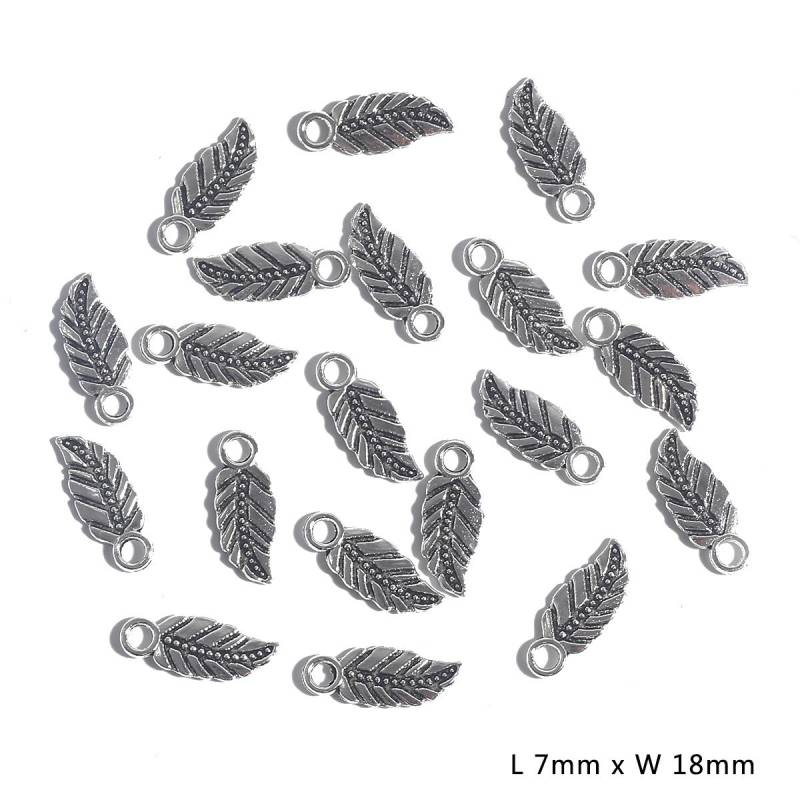 10–50 Stück, 10 Stile, Metall-Zink-Legierung, Blätter-Charms, passend für Schmuckanhänger, Charms 05 7×18mm 50pcs silber von Joom DACH