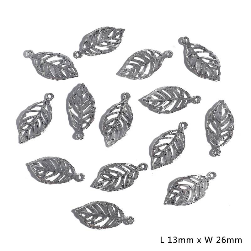 10–50 Stück, 10 Stile, Metall-Zink-Legierung, Blätter-Charms, passend für Schmuckanhänger, Charms 06 13×26mm 20pcs silber von Joom DACH