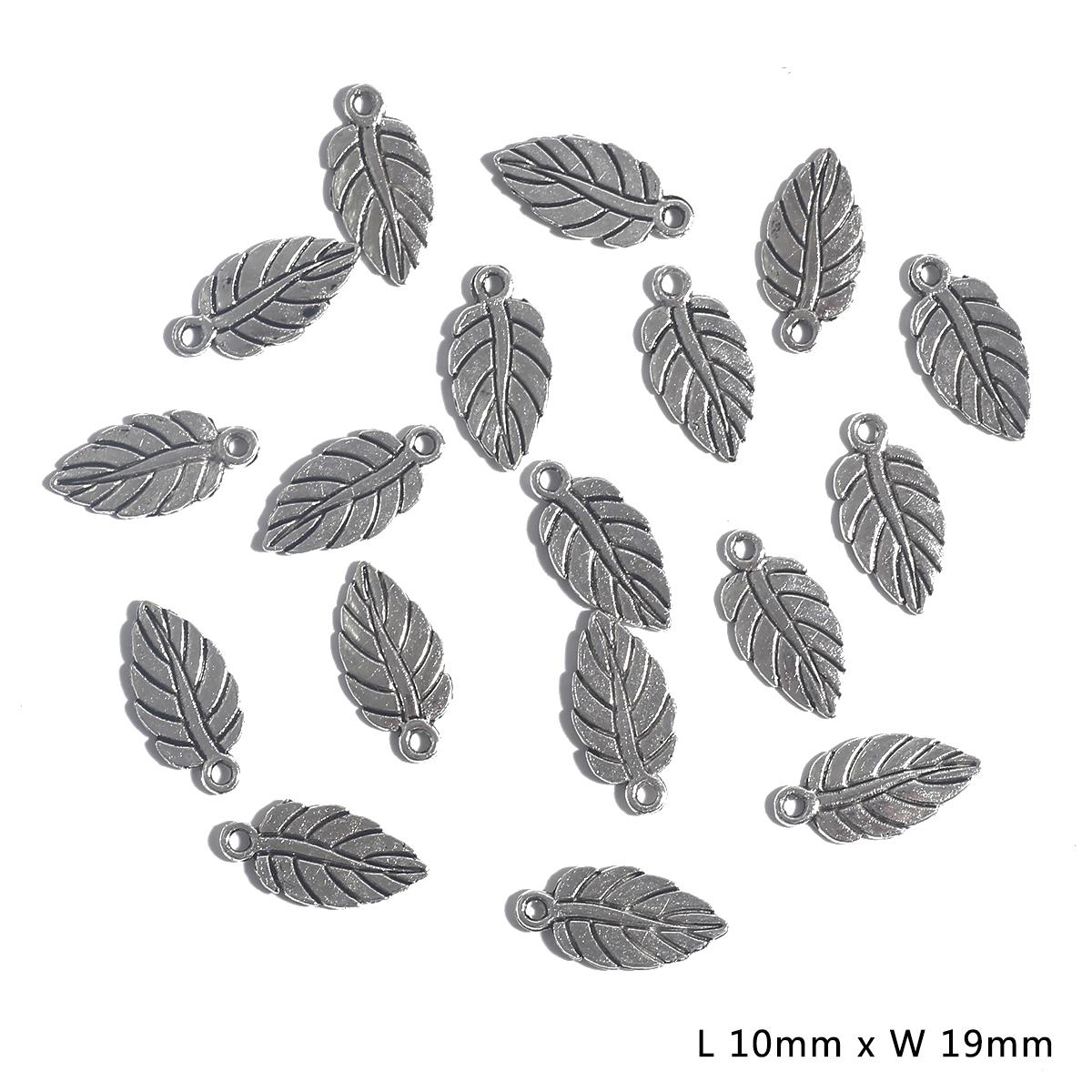 10–50 Stück, 10 Stile, Metall-Zink-Legierung, Blätter-Charms, passend für Schmuckanhänger, Charms 07 10×19mm 30pcs silber von Joom DACH
