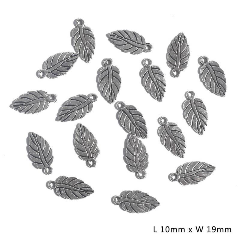 10–50 Stück, 10 Stile, Metall-Zink-Legierung, Blätter-Charms, passend für Schmuckanhänger, Charms 07 10×19mm 30pcs silber von Joom DACH