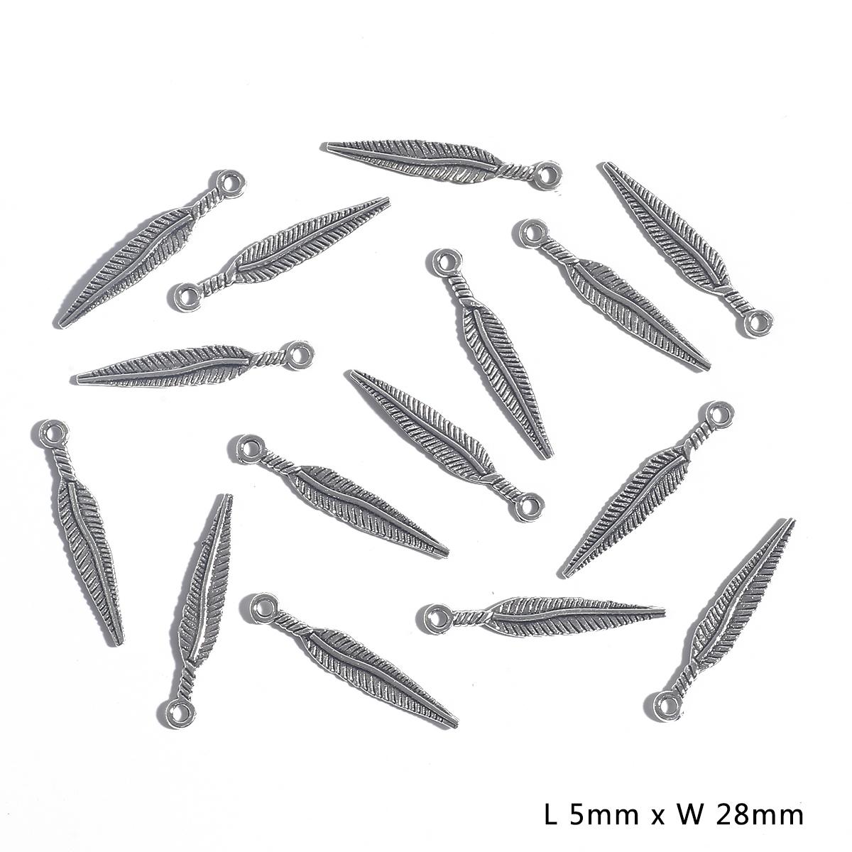 10–50 Stück, 10 Stile, Metall-Zink-Legierung, Blätter-Charms, passend für Schmuckanhänger, Charms 09 5×28mm 50pcs silber von Joom DACH