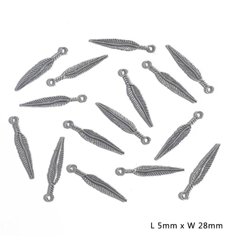 10–50 Stück, 10 Stile, Metall-Zink-Legierung, Blätter-Charms, passend für Schmuckanhänger, Charms 09 5×28mm 50pcs silber von Joom DACH