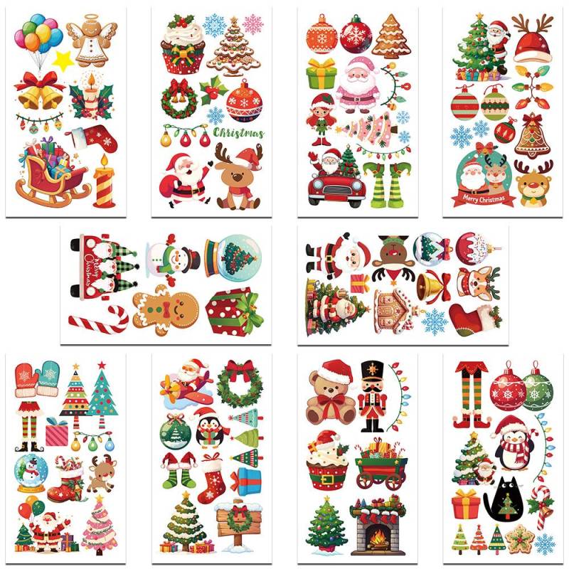 10 Blätter Cartoon Weihnachten Tattoo Aufkleber für Gesicht Arm Körper temporäre gefälschte wasserdichte Tattoo Aufkleber Kinder Festival Geschenke von Joom DACH