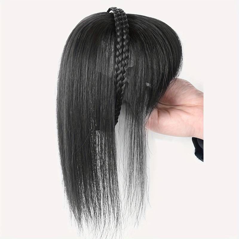 10  Damen Kunsthaar geflochtenes Stirnband Haarteil, Haarteile zum Anklipsen, Haarverlängerungen Wiglets mit Pony, gedrehtes Zopfhaar von Joom DACH