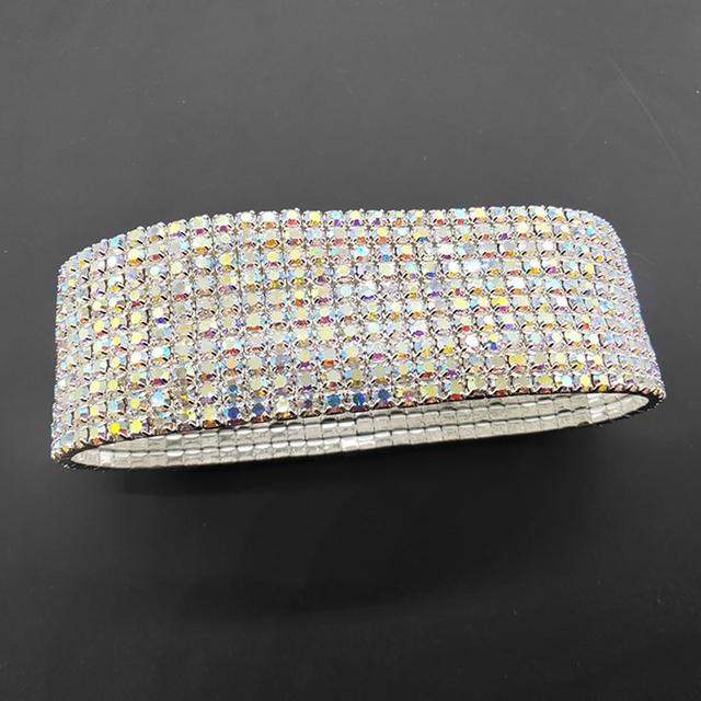 10 Reihen Kristall Strass Fußkettchen Versilbert und Goldfarben Fußkettchen Kette AB Stein Elastische Stretch Knöchelarmbänder für Frauen Diameter7cm von Joom DACH