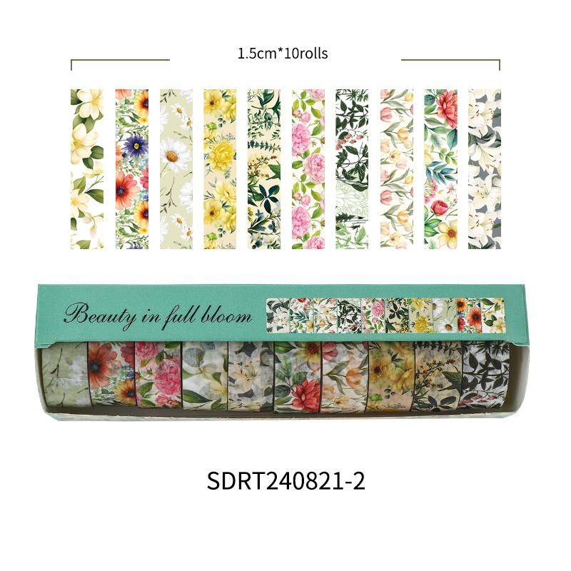 10 Rollen Vintage Blumen Washi Tapes Schönheit in voller Blüte Blumenmuster Klebepapier Masking Tape Dekorationsaufkleber von Joom DACH