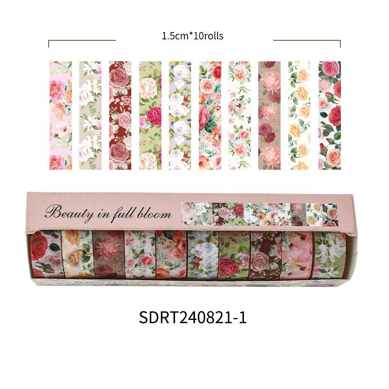 10 Rollen Vintage Blumen Washi Tapes Schönheit in voller Blüte Blumenmuster Klebepapier Masking Tape Dekorationsaufkleber von Joom DACH