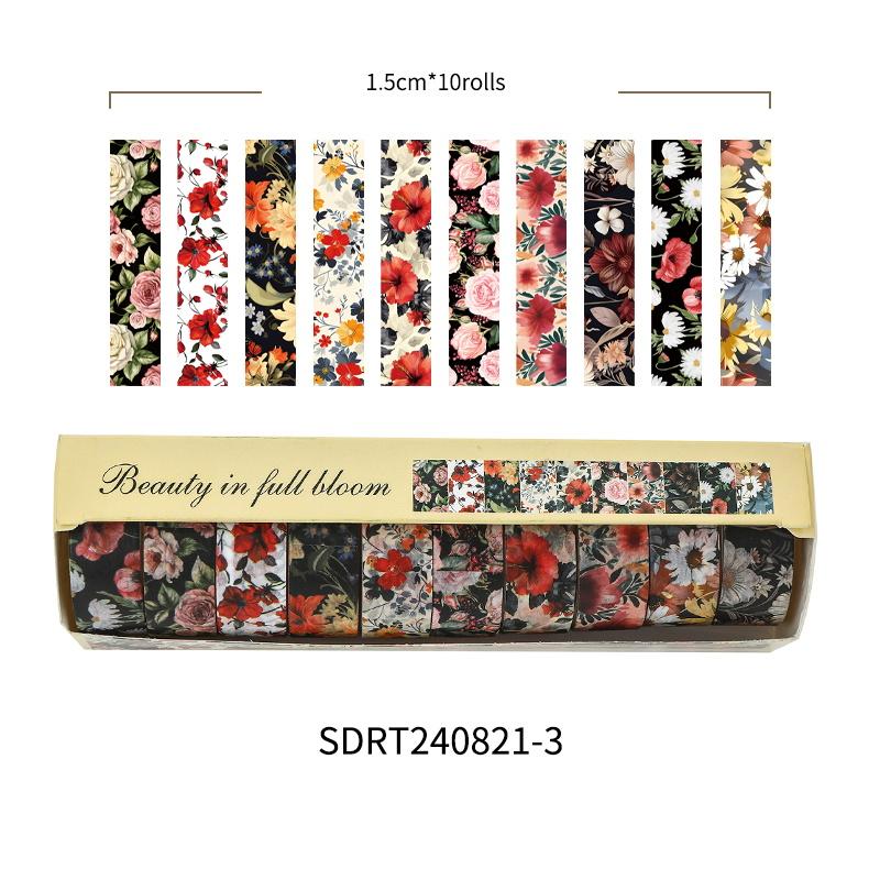 10 Rollen Vintage Blumen Washi Tapes Schönheit in voller Blüte Blumenmuster Klebepapier Masking Tape Dekorationsaufkleber von Joom DACH