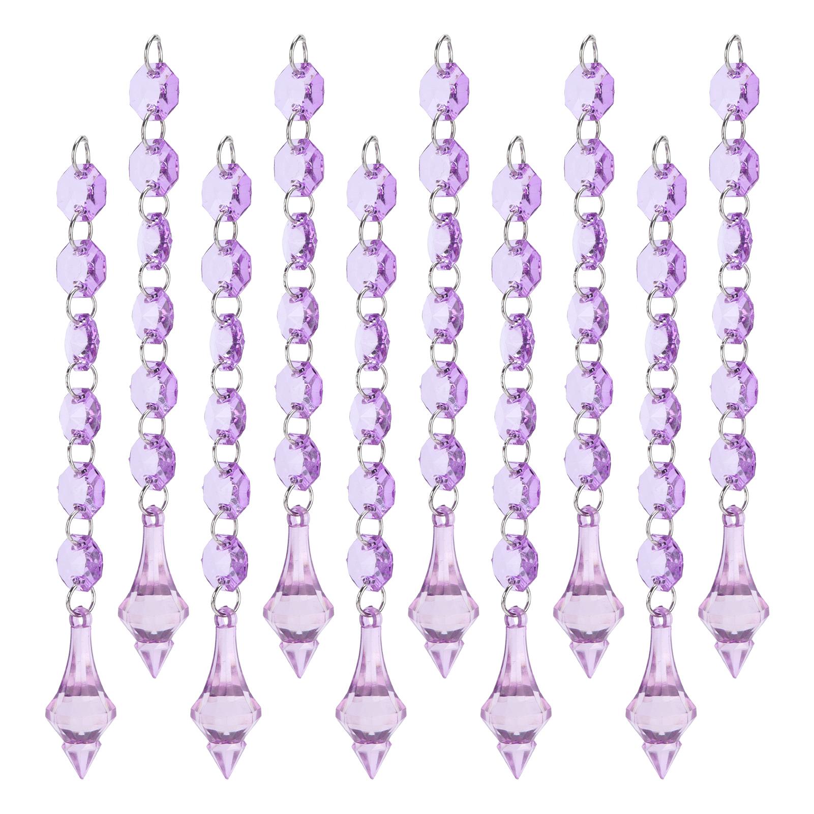 10 STÜCKE Acryl Anhänger 15cm Beleuchtungsdekoration für Kronleuchter Shots Fenster Weihnachtsbaum Lila violett von Joom DACH