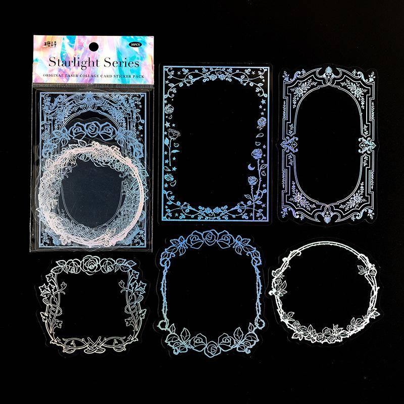 10 STÜCKE Glänzende Sternenlicht Serie Dekorative Aufkleber INS Heißprägen Laser Rahmen Aufkleber Scrapbooking Label Tagebuch Journal Planer von Joom DACH