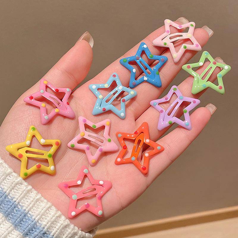 10 Stück Bunte Sterne BB Haarspangen Y2K Frauen Grils Niedliche Metallstern Haarnadel Seitliche Haarspangen Haargriff Kopfbedeckung Haarschmuck 10 pcs von Joom DACH