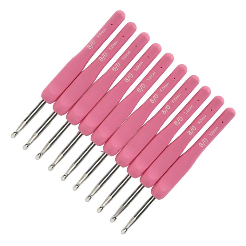 10 Stück Häkelnadeln 5mm Ergonomischer Griff Glättendes Silikon Robuste Aluminium Häkelnadeln Set für von Joom DACH