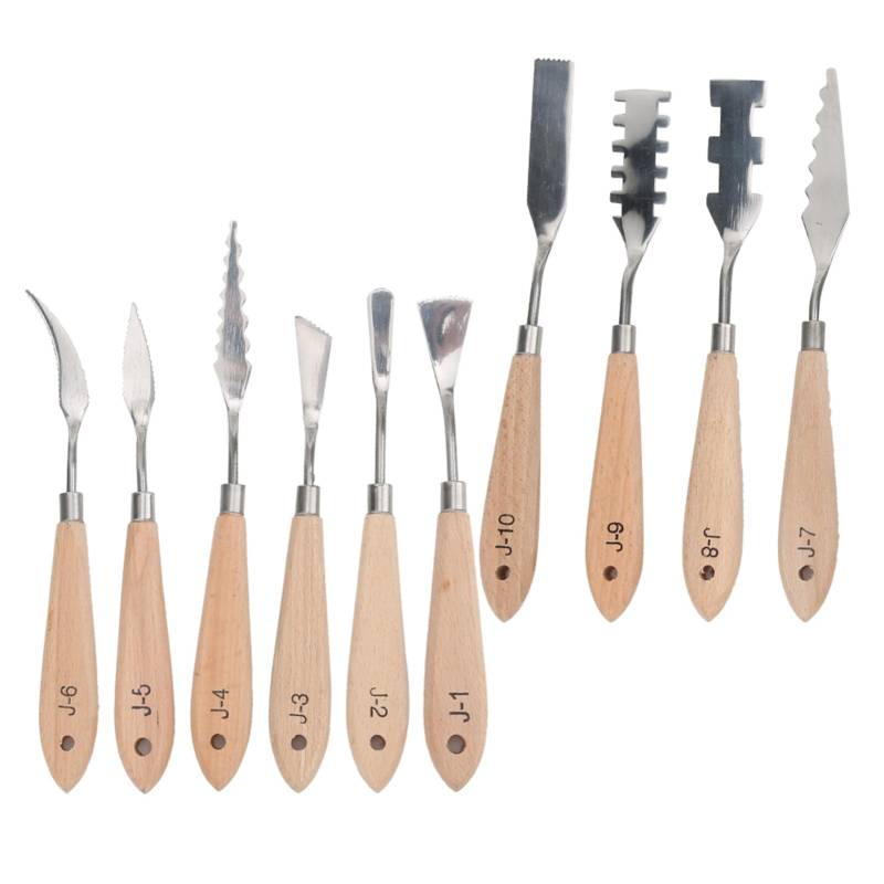 10 Stück Schmerzschaber Messer Edelstahl Zahnform Ölmalwerkzeug Kunstbedarf(10 Stück ) von Joom DACH